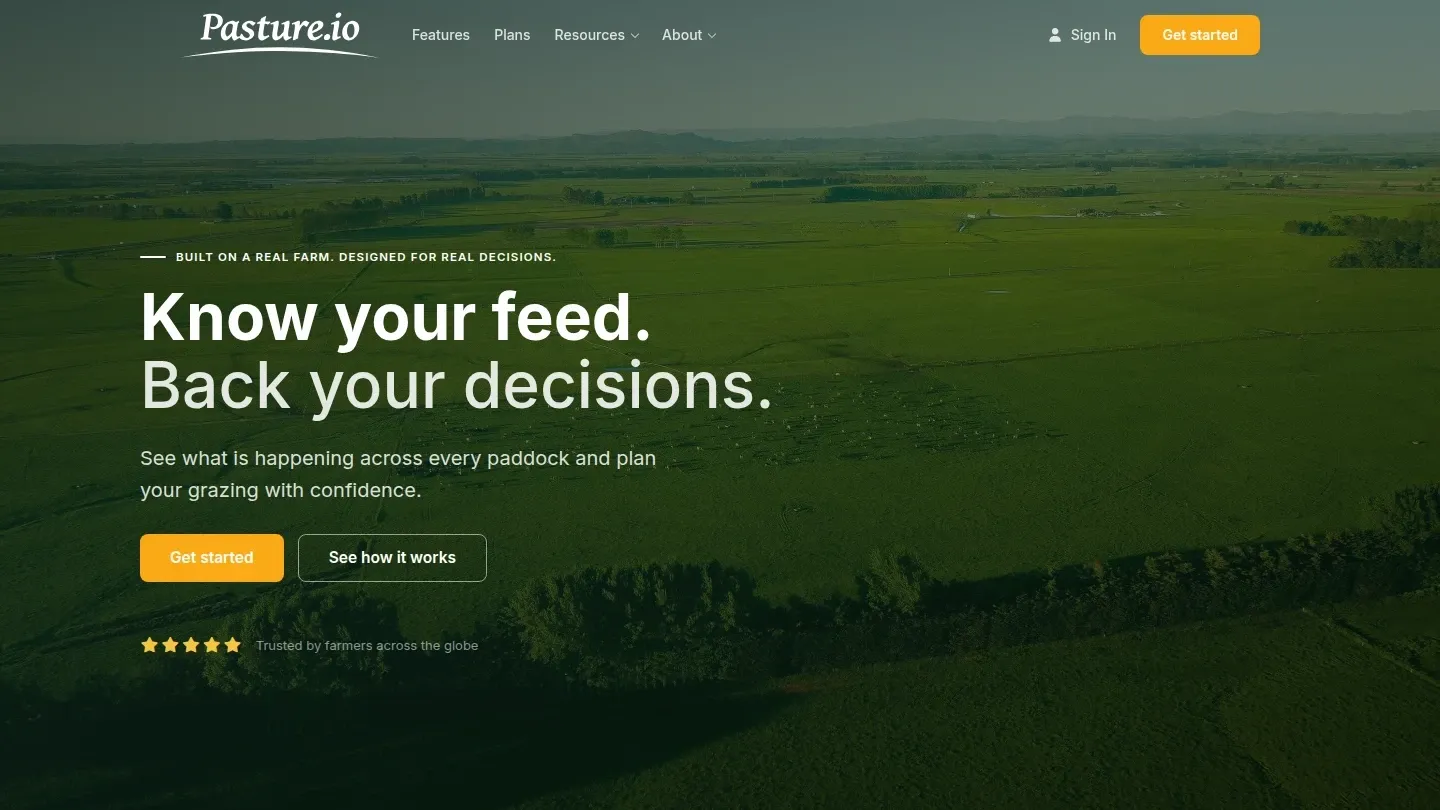 Tampilan beranda Pasture.io
